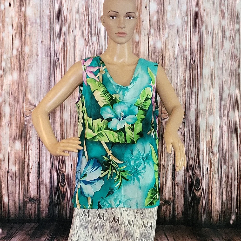 NWOT Diane Gilman Women's Floral 100% Silk Tank Top Size M